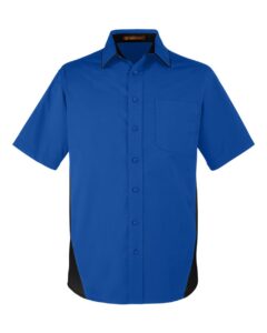 Harriton M586 Men’s Flash IL Colorblock Shirt – True Royal/ Black