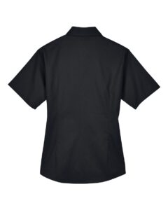 Harriton M500SW Women’s Easy Blend™ Short Sleeve Twill Dress Shirt with Stain-Release – Black (back)
