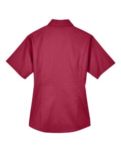 Harriton M500SW Women’s Easy Blend™ Short Sleeve Twill Dress Shirt with Stain-Release – Wine (back)