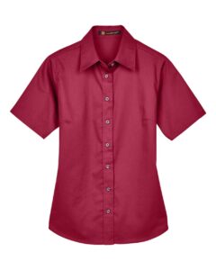 Harriton M500SW Women’s Easy Blend™ Short Sleeve Twill Dress Shirt with Stain-Release – Wine