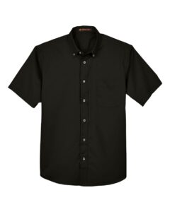Harriton M500S Men’s Easy Blend™ Twill Dress Shirt with Stain-Release – Black