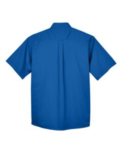 Harriton M500S Men’s Easy Blend™ Twill Dress Shirt with Stain-Release – French Blue (back)