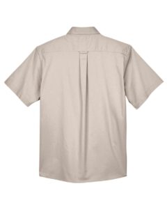 Harriton M500S Men’s Easy Blend™ Twill Dress Shirt with Stain-Release – Stone (back)