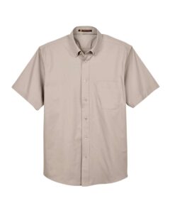 Harriton M500S Men’s Easy Blend™ Twill Dress Shirt with Stain-Release – Stone