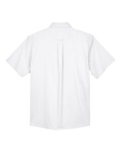 Harriton M500S Men’s Easy Blend™ Twill Dress Shirt with Stain-Release – White (back)