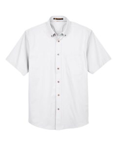 Harriton M500S Men’s Easy Blend™ Twill Dress Shirt with Stain-Release – White