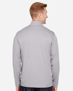 Team 365 TT31H Men’s Zone Sonic Heather Performance Quarter-Zip Pullover – Athletic Heather (on model back)