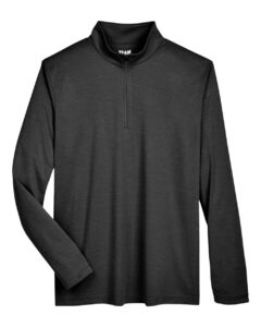 Team 365 TT31H Men’s Zone Sonic Heather Performance Quarter-Zip Pullover – Black Heather