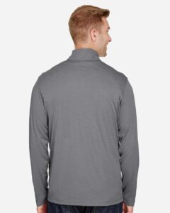 Team 365 TT31H Men’s Zone Sonic Heather Performance Quarter-Zip Pullover – Dark Grey Heather (on model back)