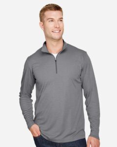 Team 365 TT31H Men’s Zone Sonic Heather Performance Quarter-Zip Pullover – Dark Grey Heather (on model)