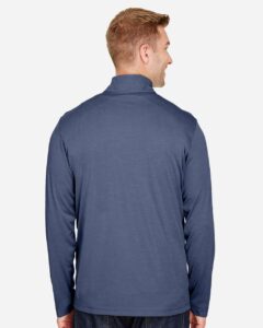 Team 365 TT31H Men’s Zone Sonic Heather Performance Quarter-Zip Pullover – Sport Dark Navy Heather (on model back)
