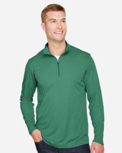 Team 365 TT31H Men’s Zone Sonic Heather Performance Quarter-Zip Pullover – Sport Forest Heather (on model)