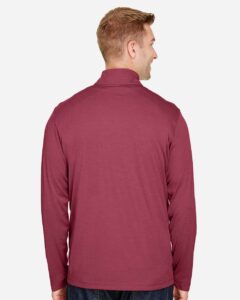 Team 365 TT31H Men’s Zone Sonic Heather Performance Quarter-Zip Pullover – Sport Maroon Heather (on model back)