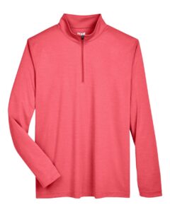 Team 365 TT31H Men’s Zone Sonic Heather Performance Quarter-Zip Pullover – Sport Red Heather