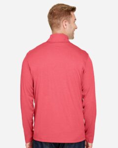 Team 365 TT31H Men’s Zone Sonic Heather Performance Quarter-Zip Pullover – Sport Red Heather (on model back)