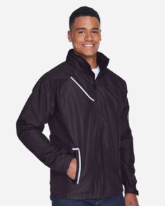 Team 365 TT86 Men’s Dominator Waterproof Jacket – Black (on model side)