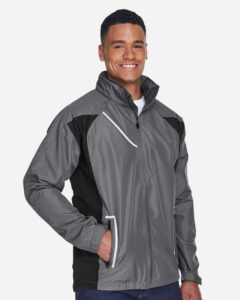 Team 365 TT86 Men’s Dominator Waterproof Jacket – Sport Graphite (on model side)
