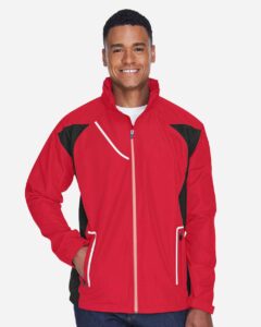 Team 365 TT86 Men’s Dominator Waterproof Jacket – Sport Red (on model)