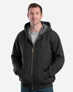 Berne Apparel SZ413 Men’s Heritage Full-Zip Hooded Sweatshirt – Black (on model)
