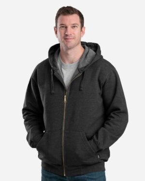 Berne Apparel SZ413 Men’s Heritage Full-Zip Hooded Sweatshirt – Black (on model)