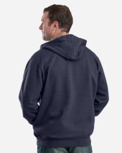 Berne Apparel SZ413 Men’s Heritage Full-Zip Hooded Sweatshirt – Navy (on model back)