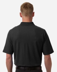 Harriton M105T Men’s Tall Maverick CVC Pique Polo – Black (on model back)