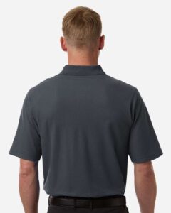 Harriton M105T Men’s Tall Maverick CVC Pique Polo – Dark Charcoal (on model back)