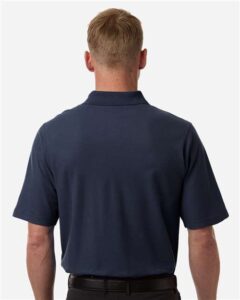 Harriton M105T Men’s Tall Maverick CVC Pique Polo – Dark Navy (on model back)