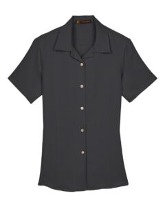 Harriton M570W Women’s Bahama Cord Camp Shirt – Black