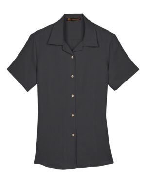 Harriton M570W Women’s Bahama Cord Camp Shirt – Black