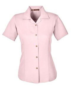 Harriton M570W Women’s Bahama Cord Camp Shirt – Blush