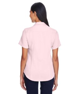 Harriton M570W Women’s Bahama Cord Camp Shirt – Blush (on model back)