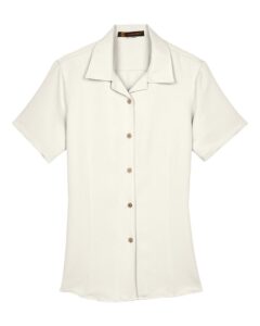 Harriton M570W Women’s Bahama Cord Camp Shirt – Cream