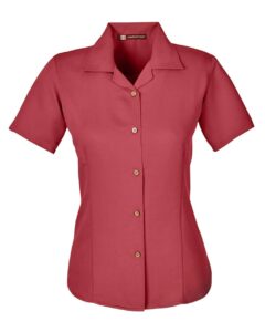 Harriton M570W Women’s Bahama Cord Camp Shirt – Tile Red