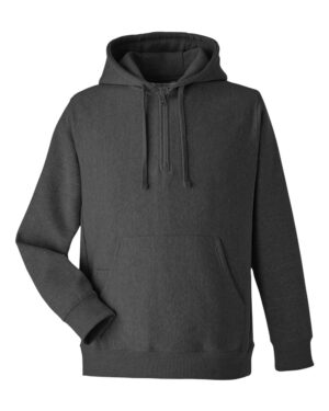 Team 365 TT97 Unisex Zone HydroSport™ Heavyweight Quarter-Zip Hooded Sweatshirt – Dark Grey Heather