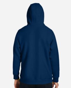 Team 365 TT97 Unisex Zone HydroSport™ Heavyweight Quarter-Zip Hooded Sweatshirt – Sport Dark Navy (on model back)