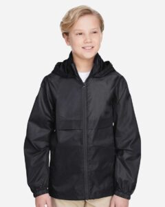 Team 365 TT73Y Youth Zone Protect Lightweight Jacket – Black (on model)