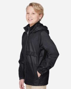 Team 365 TT73Y Youth Zone Protect Lightweight Jacket – Black (on model side)