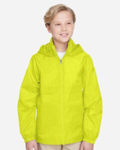 Team 365 TT73Y Youth Zone Protect Lightweight Jacket – Safety Yellow (on model)