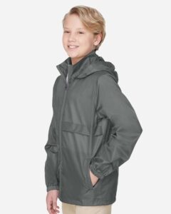 Team 365 TT73Y Youth Zone Protect Lightweight Jacket – Sport Graphite (on model side)