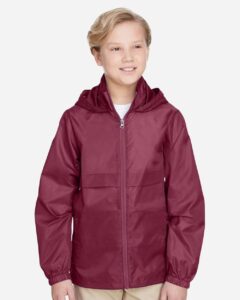 Team 365 TT73Y Youth Zone Protect Lightweight Jacket – Sport Maroon (on model)
