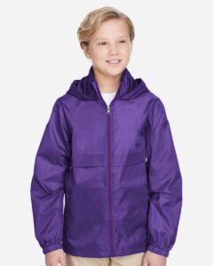 Team 365 TT73Y Youth Zone Protect Lightweight Jacket – Sport Purple (on model)