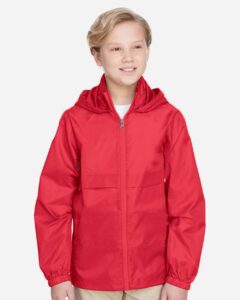 Team 365 TT73Y Youth Zone Protect Lightweight Jacket – Sport Red (on model)