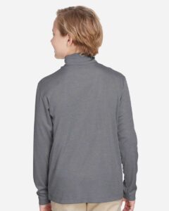 Team 365 TT31HY Youth Zone Sonic Heather Performance Quarter-Zip Pullover – Dark Grey Heather (on model back)
