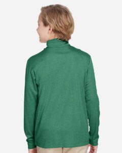 Team 365 TT31HY Youth Zone Sonic Heather Performance Quarter-Zip Pullover – Sport Forest Heather (on model back)