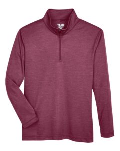 Team 365 TT31HY Youth Zone Sonic Heather Performance Quarter-Zip Pullover – Sport Maroon Heather