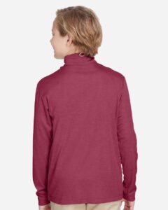 Team 365 TT31HY Youth Zone Sonic Heather Performance Quarter-Zip Pullover – Sport Maroon Heather (on model back)