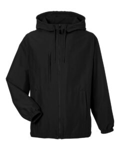 Harriton M73 Unisex Flex Twill Hooded Jacket – Black
