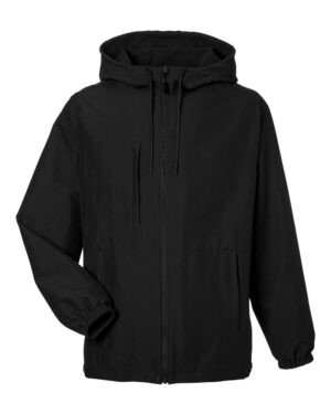 Harriton M73 Unisex Flex Twill Hooded Jacket – Black