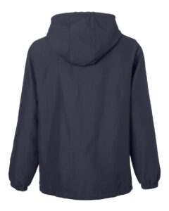 Harriton M73 Unisex Flex Twill Hooded Jacket – Dark Charcoal (back)